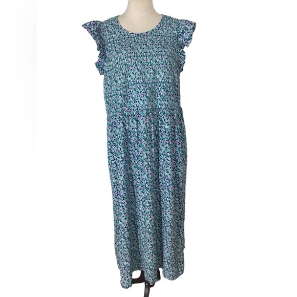 A New Day Floral Smocked Open Back Midi Dress Size XXL - Picture 4 of 9